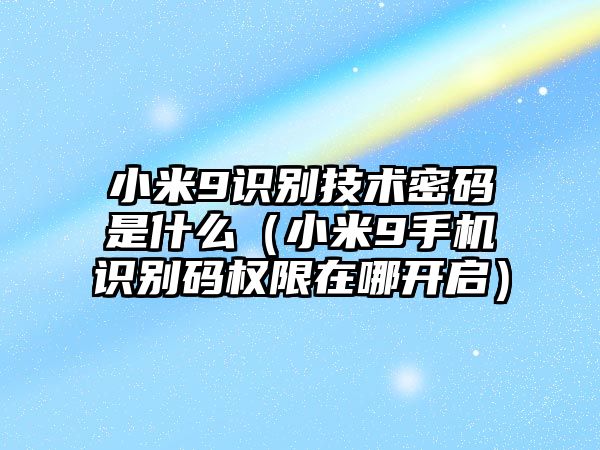 小米9識別技術密碼是什么（小米9手機識別碼權(quán)限在哪開啟）