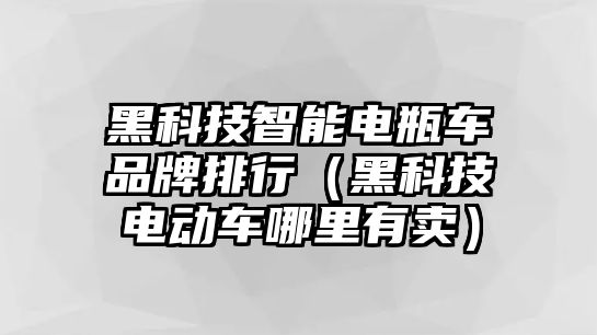 黑科技智能電瓶車品牌排行（黑科技電動車哪里有賣）