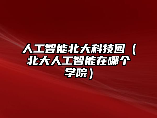 人工智能北大科技園（北大人工智能在哪個(gè)學(xué)院）