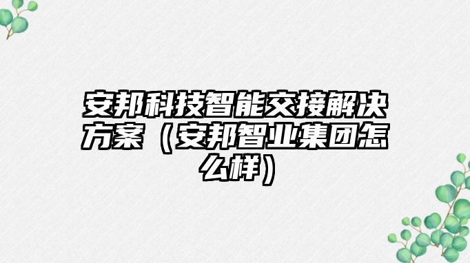 安邦科技智能交接解決方案（安邦智業(yè)集團怎么樣）