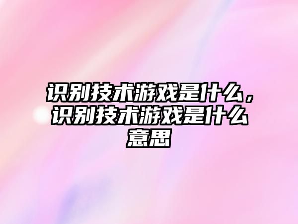 識別技術(shù)游戲是什么，識別技術(shù)游戲是什么意思