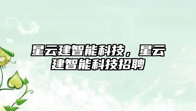 星云建智能科技，星云建智能科技招聘