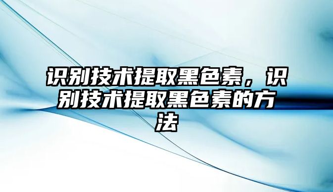 識(shí)別技術(shù)提取黑色素，識(shí)別技術(shù)提取黑色素的方法