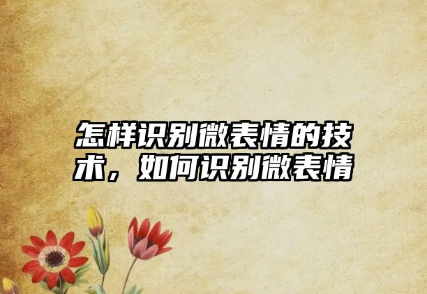 怎樣識(shí)別微表情的技術(shù)，如何識(shí)別微表情