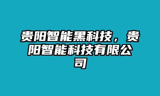 貴陽智能黑科技，貴陽智能科技有限公司