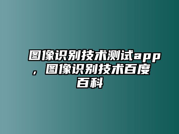 圖像識(shí)別技術(shù)測試app，圖像識(shí)別技術(shù)百度百科